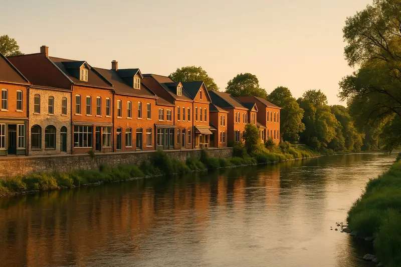 Paris, Ontario — the cobblestone downtown where the Nith meets the Grand River